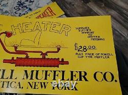 Lot of 2 graphic Powell Muffler cardstock signs from the 1930s