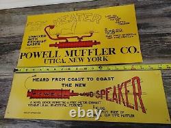 Lot of 2 graphic Powell Muffler cardstock signs from the 1930s