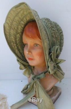 Lovely antique, art-deco mannequin head girl, mannequin bust, girl, Signed NOVITA