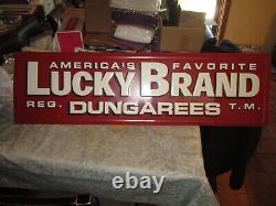 Lucky Brand Dungarees Advertising Metal Store Display Sign 48.5 X 13.5 NICE