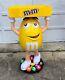 M&M Yellow Character Candy Store Display with Storage Tray Rolling Wheels NIB