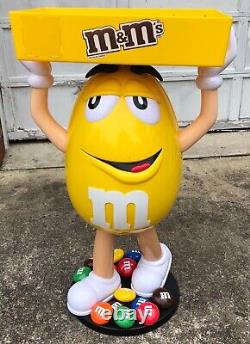 M&M Yellow Character Candy Store Display with Storage Tray Rolling Wheels NIB