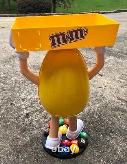 M&M Yellow Character Candy Store Display with Storage Tray Rolling Wheels NIB