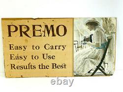 MEGA RARE Antique PREMO Camera Store Advertising Sign LOVELY