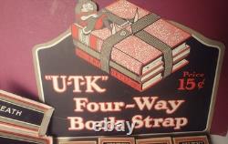 MUSEUM WORTHY 1930's GENERAL STORE DISPLAY with 14 BOXES of school BOOK STRAPS