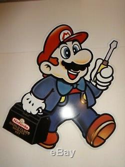 Mario Die Cut Metal Store Display Sign Nintendo World Class Service Repair