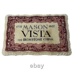 Mason Vista On Ironstone China Merchant Store Display Sign Plaque Antique White