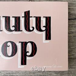 Mid Century Vintage Beauty Shop Sign Old Hand Painted Wood Pink Store Display