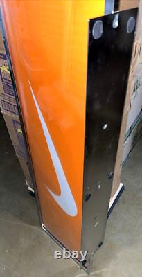 NIKE Swoosh Logo Retail Store Advertise Metal Chrome Display Orange Sign Fixture