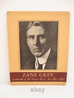 Nice Antique ZANE GREY Advertising Sign Store Display Western Novel Fish Books