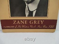 Nice Antique ZANE GREY Advertising Sign Store Display Western Novel Fish Books