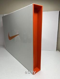 Nike Branded Metal Shoe Store Sign Display White With Orange Swoosh Logo Vintage