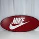 Nike Check Mark Logo Display Sign Shoe Store Molded Plastic Red Oval 42X18