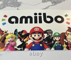 Nintendo Amiibo PROMO Display Store Sign Zelda Mario Bros RARE! 15x36