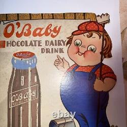 O'BABY CHOCOLATE DAIRY DRINK Vintage Stand Up Cardboard Display Advertising