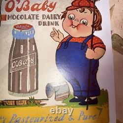O'BABY CHOCOLATE DAIRY DRINK Vintage Stand Up Cardboard Display Advertising
