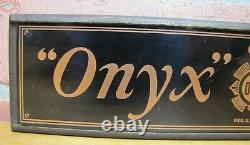 ONYX Hosiery Old Store Display Advertising Sign Hose Shoe Chart Wood & Copper