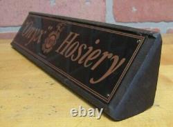 ONYX Hosiery Old Store Display Advertising Sign Hose Shoe Chart Wood & Copper