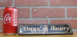 ONYX Hosiery Old Store Display Advertising Sign Hose Shoe Chart Wood & Copper