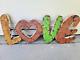 ORIGINAL Vtg 1970s LOVE Rust Metal Store Display Barn Sign Spell Out Word