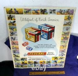 Old 1950s Federal Sporting Ammunition Store Display Poster Sign Wildfowl Ducks