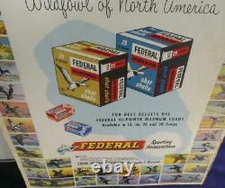 Old 1950s Federal Sporting Ammunition Store Display Poster Sign Wildfowl Ducks