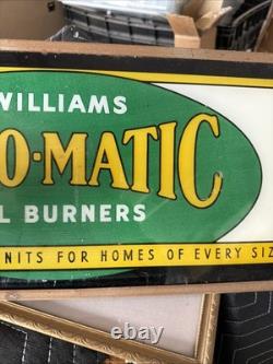 Old Oil O Matic REVERSE PAINTED GLASS Not Porcelain SIGN General Store Display
