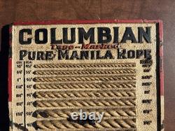 Old Vintage Columbian Pure Manila Rope 3D Actual Sizes Store Display Sign Rare