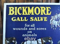 Orig. 1940's BICKMORE GALL SALVE Equine/Horse Easel-Back STORE DISPLAY SIGN