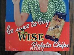 Orig. /Rare! 1938 WISE POTATO CHIP COMPANY Easel-Back Store Display Sign