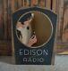 Original 1929 THOMAS EDISON RADIO Light-O-Matic TRI-FOLD WINDOW-STORE DISPLAY