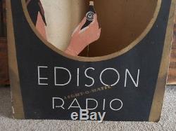 Original 1929 THOMAS EDISON RADIO Light-O-Matic TRI-FOLD WINDOW-STORE DISPLAY