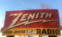 Original 1930's Zenith Embossed Painted Metal Sign Radio