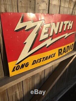 Original 1930's Zenith Embossed Painted Metal Sign Radio