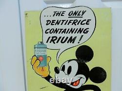 Original Mickey Mouse Pepsodent Tooth Powder Store Display Sign 1937