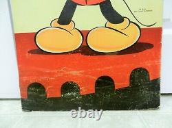 Original Mickey Mouse Pepsodent Tooth Powder Store Display Sign 1937