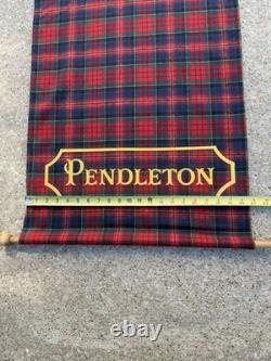 PENDLETON Woolen Mills Store Display Plaid Wool Banner Wood Sign Vtg Portland OR