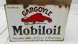 PLAQUE ÉMAILLÉE GARGOYLE MOBILOIL/ANCIENNE DOUBLE FACE/OLD GARAGE SIGN/années 30