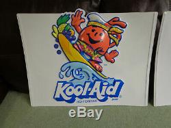 Pair of Vintage Kool-Aid Man Display Advertising Embossed Plastic Store Signs