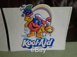 Pair of Vintage Kool-Aid Man Display Advertising Embossed Plastic Store Signs