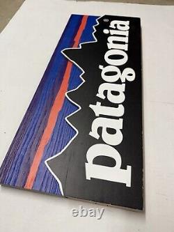 Patagonia Marketing Colorful Display Wooden Texture Sign Mountain Store Wood