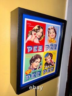 Pez Candy Dispenser Girls Store Display Retro Advertising Lighted Sign