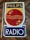 Philips Radio Store Display Advertizing Sign Double Sided Enamel Die Cut 36x21