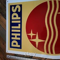 Philips Radio Store Display Advertizing Sign Double Sided Enamel Die Cut 36x21