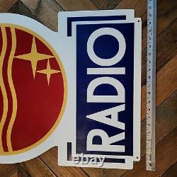 Philips Radio Store Display Advertizing Sign Double Sided Enamel Die Cut 36x21