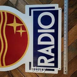 Philips Radio Store Display Advertizing Sign Double Sided Enamel Die Cut 36x21