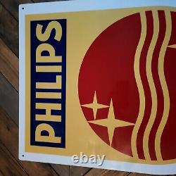 Philips Radio Store Display Advertizing Sign Double Sided Enamel Die Cut 36x21