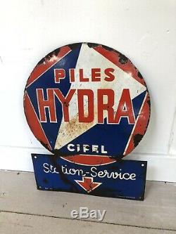 Plaque Emaillee Ancienne Pile Hydra Mazda Enamel Sign Emailschild