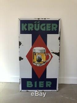 Plaque Emaillee Kruger Bier Ancienne Enamel Sign Emailschild Biere