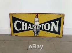 Plaque Tole Champion Ancienne No Emaillee Enamel Sign